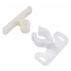 Plastic grab catch with pull opening action. Height 1/2 in, width 1 3/8 in. Used to secure cabinet doors, panels, or access hatches in industrial enclosures, machinery, and furniture.