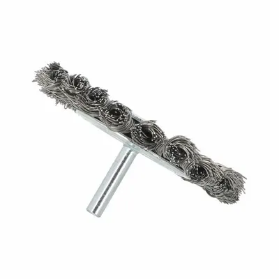 OEM APPROVED VENDOR Wire Wheel Brush, 3" Dia x 3/8" Wd, 0.02" Fill, 1/4" Shank - Heavy-Cleaning Brushes for Contoured Carbon Steel Surfaces
