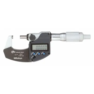 MITUTOYO IP65 Digital Outside Micrometer - Micrometers without SPC Output for Harsh Environments