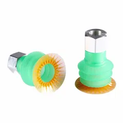 Multi-bellows vacuum pad assembly with 3.5 folds, G1/8 in vacuum port, and 43.5 mm pad diameter. Food-safe design suitable for automated handling of food products in packaging and processing lines.