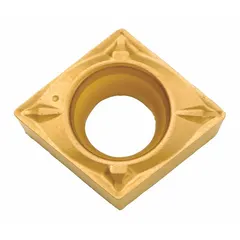 Diamond indexable turning insert for precision machining of non-ferrous materials, composites, and plastics. Suitable for turning, facing, and profiling operations. CCMT-style geometry with diamond grade for wear resistance.