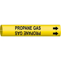 Pipe Marker: Propane Gas, Yellow, Black, Fits 1 1/2 to 2 3/8 in Pipe O.D., 1 Pipe Markers (MPN 4114-B)