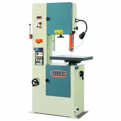 This manual vertical band saw is designed for contour cutting, notching, and slicing of metal stock. It features a 19-5/8 in throat depth and variable speed range of 70-1700 SFPM. The blade tilts from 15° left to 45° right, enabling angled cuts without repositioning the workpiece. Powered by a single motor, it is suited for fabrication shops and maintenance facilities.