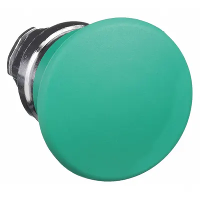 SCHNEIDER Mushroom Head Push Button: Green, 22 mm Mounting Size, Metallic - Mushroom-Head Push-Button Operators