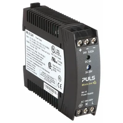 PULS DC Power Supply: DIN Rail, 15 W Output Power - Rated, 0.6 A Current - Output - DIN Rail Mount DC Power Supplies