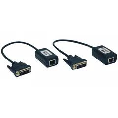 This DVI display extender kit extends video signals to a remote display. It features one DVI Female port and supports a maximum frequency of 60 Hz. The unit is TUV certified and includes mounting hardware. Suitable for applications requiring dual monitor setups, such as control rooms or digital signage.