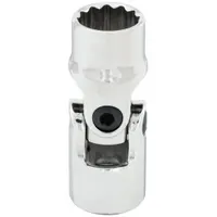 WESTWARD Flex Socket: 1/2 in Drive Size, 9/16 in Socket Size, 12-Point, Std, Chrome