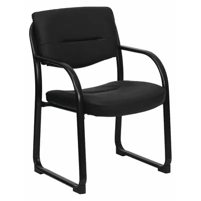FLASH FURNITURE BT-510-LEA-BK-GG Guest & Side Chair, Black Faux Leather - Guest & Side Chairs