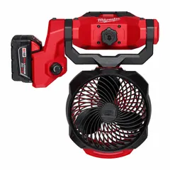 The MILWAUKEE M18 Jobsite Fan delivers high-velocity airflow for cooling, ventilation, and drying tasks on construction sites, in workshops, and industrial facilities. It features a 7-inch blade diameter and variable-speed control for adjustable airflow. Sold as a tool only, it operates on M18 batteries for cordless portability.