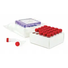 This 5 mL polypropylene centrifuge tube features a conical bottom and a blue closure. It is colorless and graduated for volume measurement. The conical shape facilitates pellet recovery during centrifugation. Suitable for sample separation, pelleting, and storage in laboratory settings.