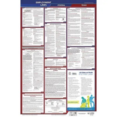 JJ KELLER Labor Law Poster: TX, English, Plastic, 24 in x 40 in - All-in-One State & Federal Labor Law Posters