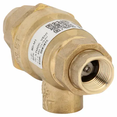 Watts Dual Check w Atmospheric Vent: 9D, 1/2 in Pipe Size, FNPT x FNPT, 18.7 gpm Flow Rate - Continuous Pressure Dual Check Backflow Preventers