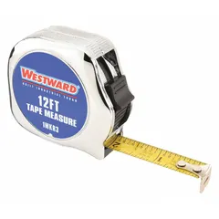 Engineers-scale tape measure with a 12 ft length, chromed plastic body, and silver finish. Features a nonmagnetic single hook tip, manual lock, and dual SAE/Engineers Scale markings in feet and 1/16 in (10ths Thereafter). Suitable for precision linear measurement in drafting, layout, and machining tasks requiring decimal-inch readings.