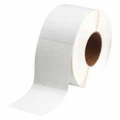 Acrylic permanent adhesive label roll with inkjet print-receptive material. Contains 270 precut labels measuring 2 61/64 in x 4 21/64 in. Compatible with BradyJET J5000 printer series. Used for industrial identification and tracking of equipment, components, and assets.