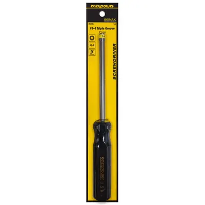 EAZYPOWER Screwdriver: Triple Groove Series, Steel, #4-5 Tip Size, 5 in Shank Lg - Triple-Groove Screwdrivers