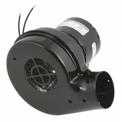 This replacement motor blower assembly includes a built-in strain relief to protect wiring from tension and movement. It is designed for use in industrial heating and ventilation systems where the original blower motor has failed, restoring airflow in commercial or plant equipment.