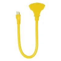 SOUTHWIRE Extension Cord: Outdoor Use, 2 ft Lg, 3 Outlets, 5-15P, 12/3, SJTW, Yellow, 15 A Current (MPN 4112SW8802)