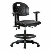 Ergonomic Chair: Polyurethane, Arms Included, Ht Range 19 3/4 in to 27 1/2 in, 18 in Seat Wd, Adj (MPN BR-HPMBCH-RG-T0-A1-BF-RC-BLK)