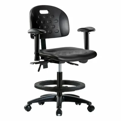 OEM Ergonomic Chair: Polyurethane, Arms Included, Ht Range 19 3/4 in to 27 1/2 in - Polyurethane Lab Chairs