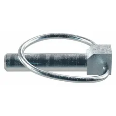 Standard lynch pin with 7/16 in shank diameter and 1 1/2 in usable length. Sold in a pack of 5. Without chain. Used to secure clevis pins and other fasteners in agricultural, construction, and industrial equipment to prevent accidental disconnection.