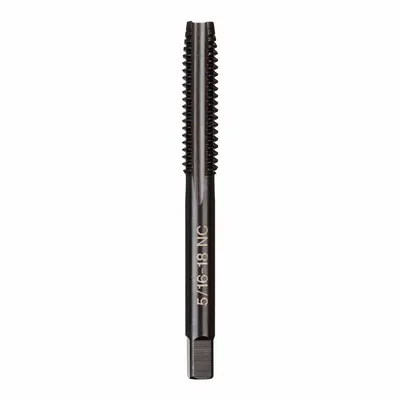 MILWAUKEE Straight Flute Tap: 5/16"-18 UNC, 2B, 4 Flute, Plug Chamfer - General Purpose Hand Taps