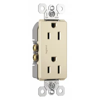 LEGRAND Receptacle: Duplex, 5-15, Light Almond, 125V AC, 15 A, 2 Pole / 3 Wire (MPN 885TRLA) - General Purpose Receptacles