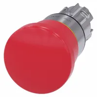 SIEMENS Mushroom Head Push Button: Red, 22 mm Mounting Size, Metallic, Maintained (MPN 3SU1050-1HA20-0AA0)