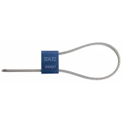 TYDENBROOKS Cable Seals: Blue, Aluminum, 12 in Cable Lg, 13/64 in Cable Dia, Random - Adjustable-Length Cable Seals
