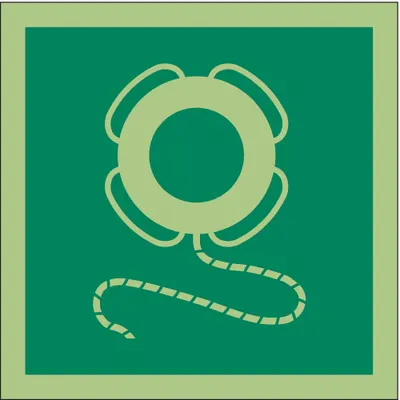 IMO (International Maritime Organization) Safety Sign: Vinyl, Adhesive Sign Mounting - Square Life Buoy With Line Symbol Signs