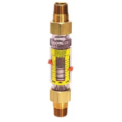This HEDLAND flowmeter is a scale-type, variable area inline unit for water, measuring flow in gallons with +/-5% accuracy. It features a universal mounting orientation and Buna-N seals and O-rings. The remote output allows integration with monitoring systems in industrial water circuits and process lines.