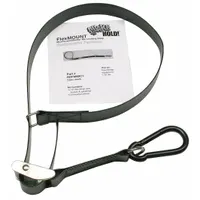 Steel item-to-floor bracing strap with buckle and carabiner. Includes 12 in Bio Strap. Used to secure large equipment to the floor to prevent tipping or movement during seismic events