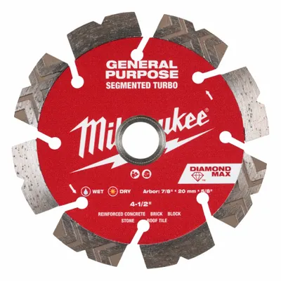 MILWAUKEE Diamond Saw Blade: Block/Brick/Concrete/Stone, 4 1/2 in Blade Dia. - Concrete & Asphalt-Cutting Blades