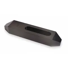 This standard setup clamp is used to secure workpieces to machine tables or fixtures during machining operations such as milling, drilling, and grinding. It accommodates stud diameters from 7/8 in to 1 in. Dimensions: 10 in length, 2 in width, 1 1/2 in height. Inch sizing.