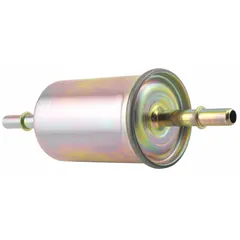 In-line fuel filter with 2 5/16 in outside diameter and cellulose media. Designed for Ford, Lincoln, and Mercury light-duty trucks. Removes contaminants from diesel or gasoline to protect the fuel system.