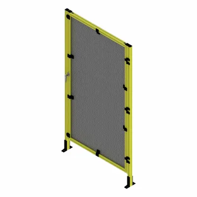 FAZTEK T-Slot Framing System Door: Add-On, Yellow, Right Swing, 72 in H x 39 in W x 5 1/2 in D - Wire Mesh Standalone Door Kits