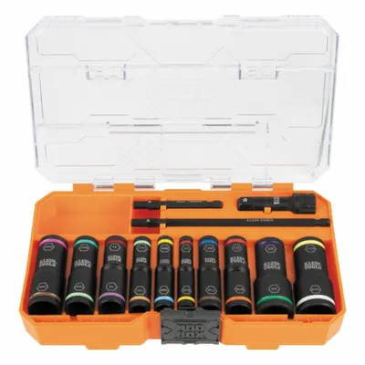 KLEIN TOOLS: 1/4 in, 3/8 in Drive Size, Small Set (0-50 pieces) Set Size - Flip Socket Sets