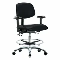 ESD Task Chair: Vinyl, Arms Included, Ht Range 21 1/2 in to 29 in, 18 1/2 in Seat Wd, 17 in Seat Dp (MPN BR-ESD-VMBCH-CR-T0-A1-CF-EC-ESDBLK)