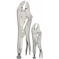 Locking Pliers Set: Curved, 1 1/8 in_1 7/8 in Max Jaw Opening, 5 in_10 in Overall Lg, Plain Grip (MPN 37)