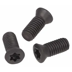 Shim screw fastener for indexable cutting tool holders. Secures the shim in place to maintain stable cutting performance during machining operations.