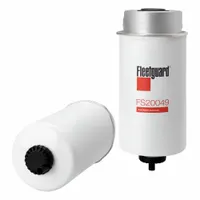 Can-type fuel/water separator for Caterpillar applications. Outside diameter 3 3/8 in. Cross-reference BF46039-D. Removes water and contaminants from diesel fuel to protect injectors and ensure reliable engine performance in heavy-duty trucks, construction equipment, and industrial machinery