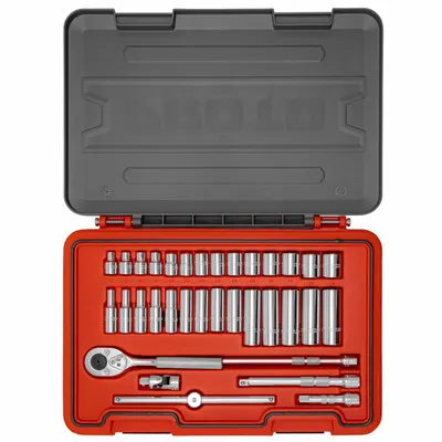 PROTO J52234S 34-Piece Metric Socket Set with Drive Tools - Metric Socket Sets with Drive Tools