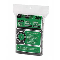 This 3M synthetic steel wool pad is grade #2 medium, supplied in an 18-pack. Made from synthetic steel, it is used for surface preparation, cleaning, and light deburring on metal, wood, and painted surfaces without metal splinters.