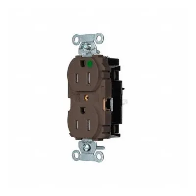 HUBBELL Receptacle: Hospital Grade, Duplex, 5-15R, Brown, 125V AC, 15 A - General Purpose Receptacles