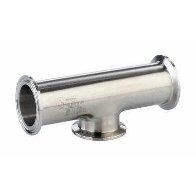 MAXPURE Sanitary Tee Fitting: Short Outlet Tee, 3/4 in OD x 3/4 in OD x 3/4 in OD Size - 316 Stainless Steel Sanitary Tube Fittings