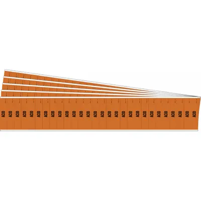 BRADY Pipe Marker: Acid, Orange, Black, Fits 3/4 in and Smaller Pipe O.D., 28 Pipe Markers - Acid Adhesive Pipe Markers