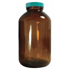 Amber Wide Mouth Glass Lab Bottles, 60 mL, 33-400, Soda Lime Glass, 44 mm Body Dia, Pack of 24