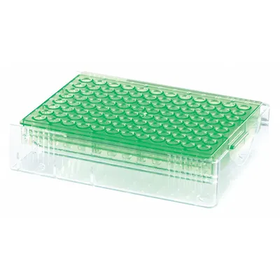 HEATHROW SCIENTIFIC Tube Rack: Polycarbonate (Lid), Green, (96) Wells, 96 Compartments - Lab Storage Racks