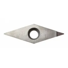 Diamond indexable turning insert for precision machining of non-ferrous materials such as aluminum alloys, copper, and plastics. Suitable for turning, facing, and profiling operations requiring fine surface finishes.