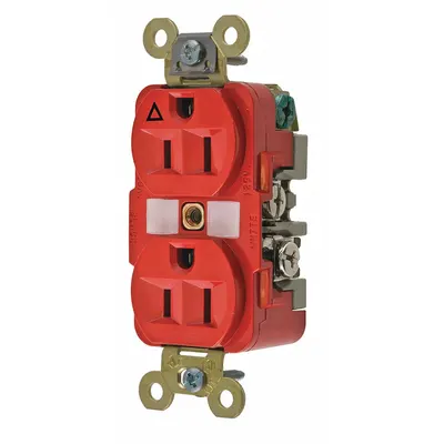 HUBBELL Receptacle: Duplex, 5-15, Red, 125V AC, 15 A, 2 Pole / 3 Wire (MPN IG5262R) - General Purpose Receptacles