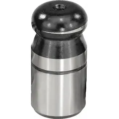 Ball-end locating pin made of tool steel, with a 40 mm shank outside diameter and 40 mm shank length. Used in jigs and fixtures for precise positioning and alignment of workpieces during machining or assembly.